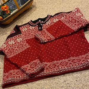 L.L. Bean Sweater With FLAWS Holes,Stains Red Black White/Off White XL